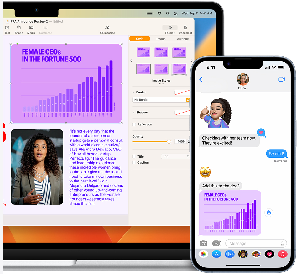 Mac laptop image with iPhone 15